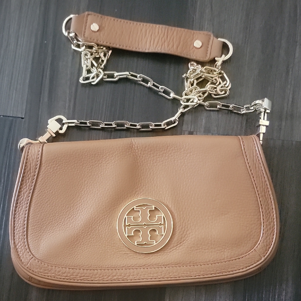 Tory Burch Tan Leather Bag with Gold Accents